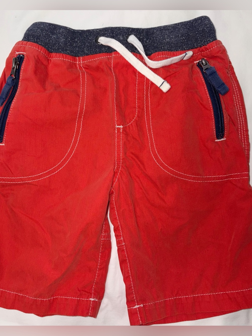 Mini Boden red shorts w/drawstring waist & zippered pockets sz 6 years EUC